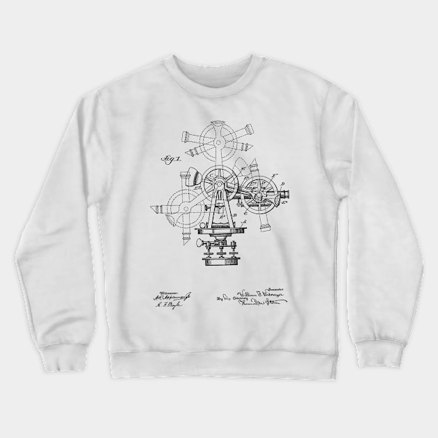 Surveying Instrument Vintage Patent Hand Drawing Crewneck Sweatshirt by TheYoungDesigns